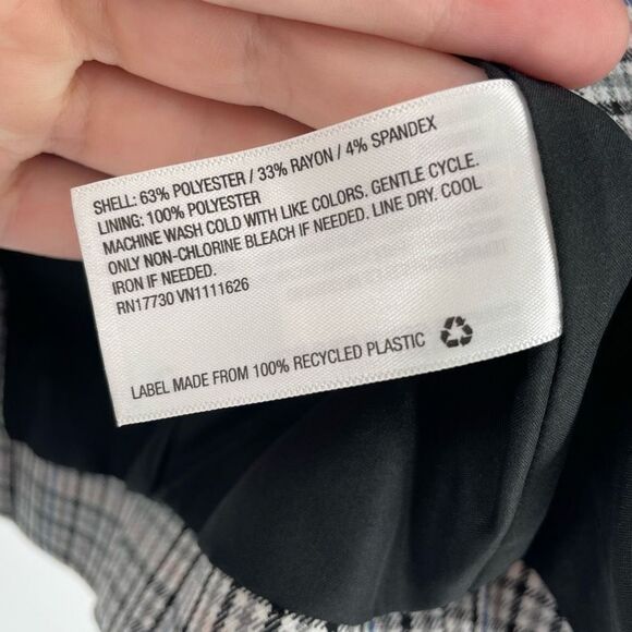 A New Day Womens Plaid One‎ Button Long Sleeve Lined Blazer Jacket Gray Size 2 - Picture 9 of 12